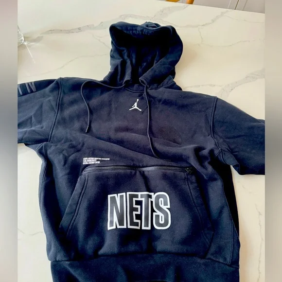 Jordan, Black Brooklyn nets , hoodie men’s medium - Picture 1 of 7